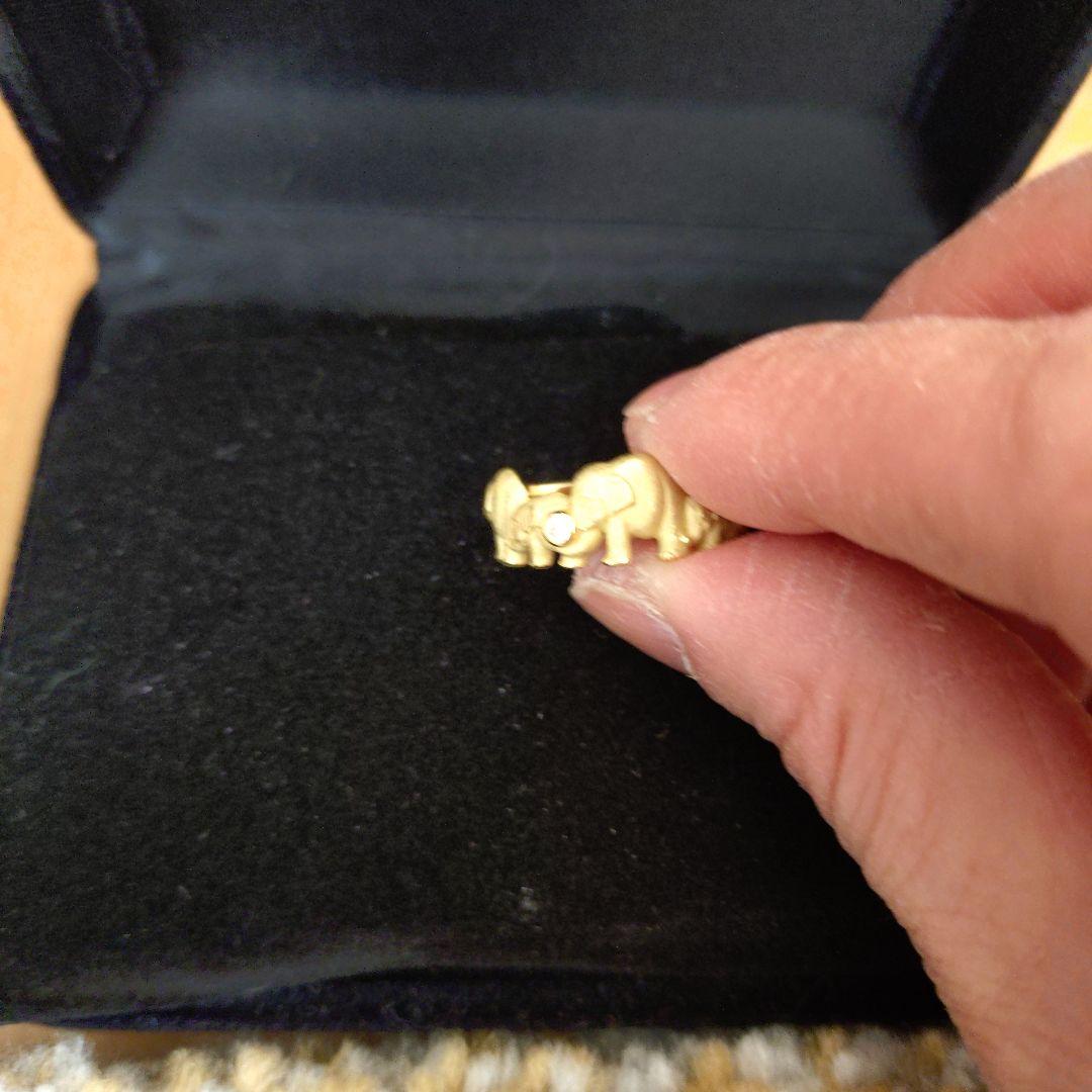 k18 ゴールド 象デザイン リング ダイヤ付き ジュエリー作家