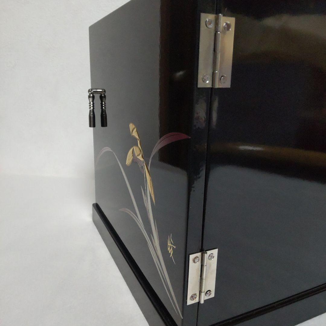 漆塗 卓上飾り棚 装飾棚 蒔絵 金彩 紫蘭の花 高岡漆器