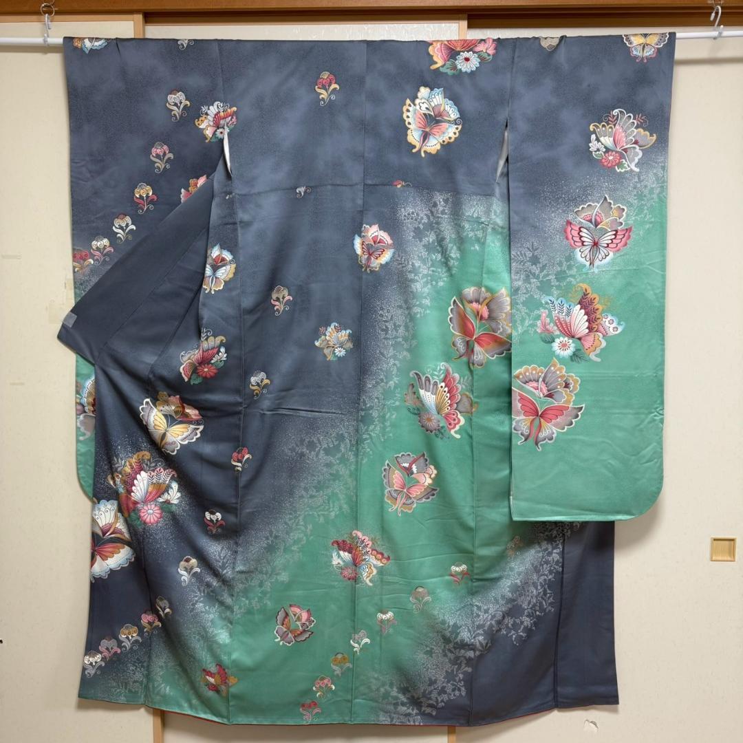 KN3884 振袖 身丈166.5cm 正絹 着物 成人式 トールサイズ