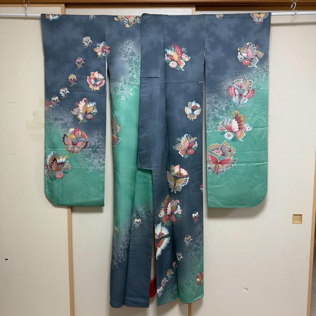 KN3884 振袖 身丈166.5cm 正絹 着物 成人式 トールサイズ