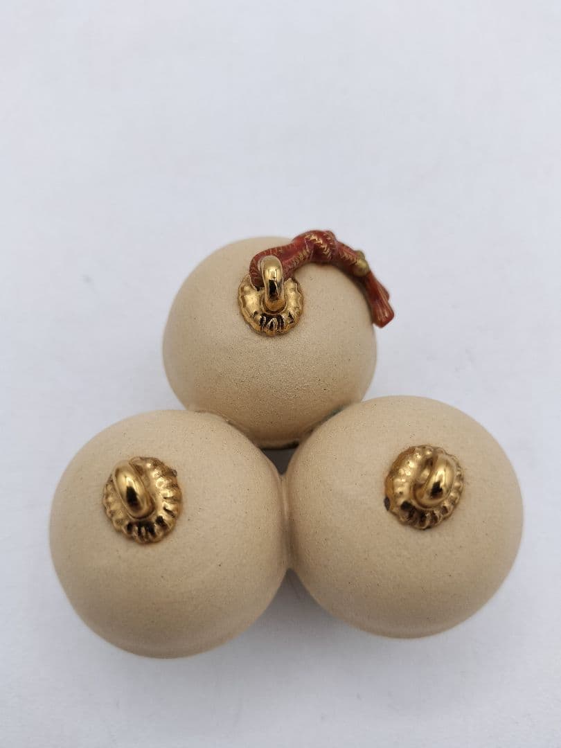 c421【新品・未使用】蓋置 焼締三鈴 今岡三四郎 木箱 茶道具