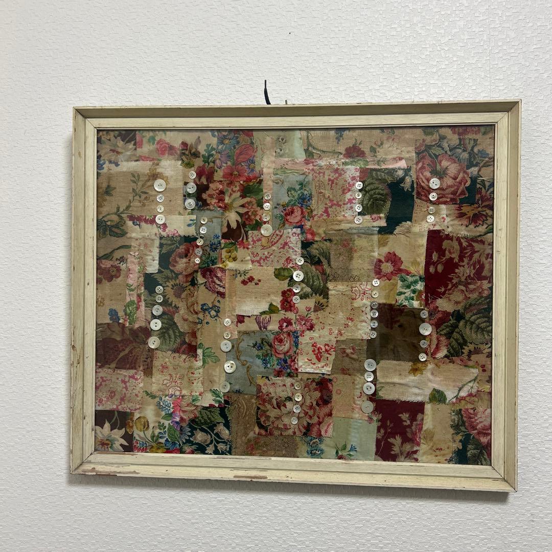 一月末迄　アンティーク　パッチワーク額装　シャビー　コラージュ　壁掛け　壁飾り