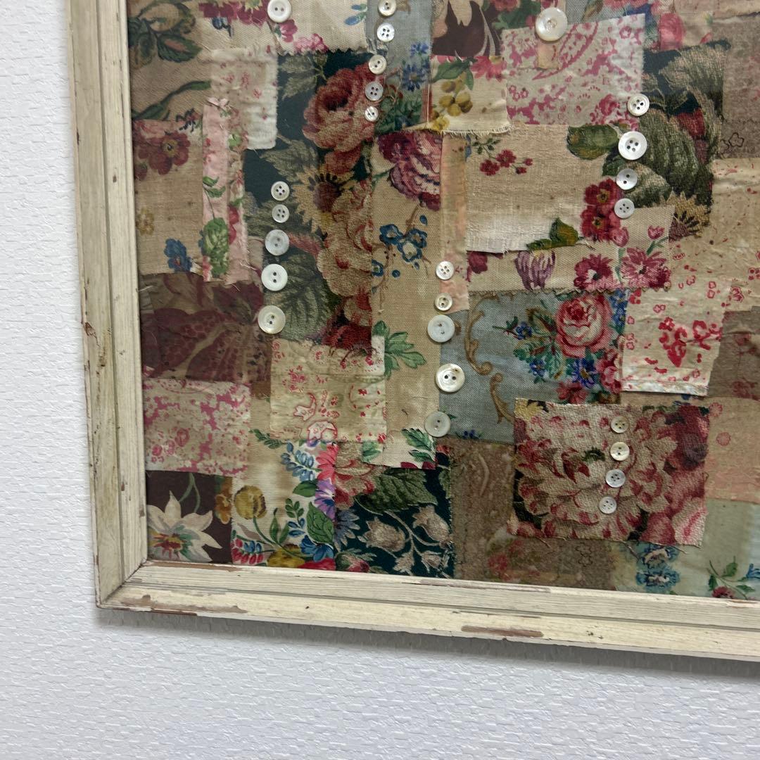 一月末迄　アンティーク　パッチワーク額装　シャビー　コラージュ　壁掛け　壁飾り