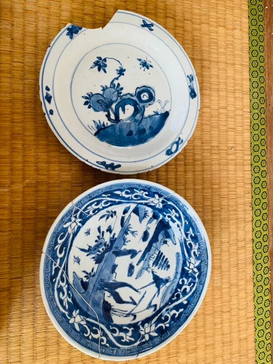 中国明時代染付7寸お皿2点