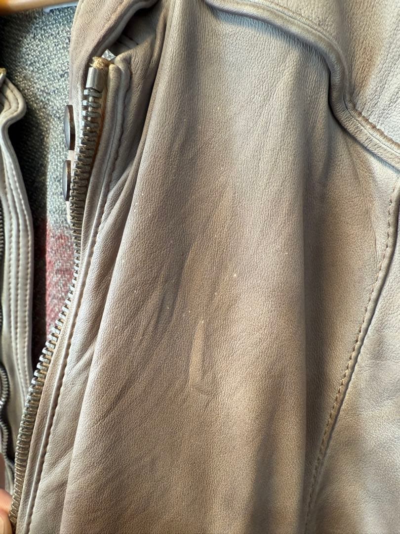 ロンハーマンMEATPACKING D シングルライダースジャケット ベージュM