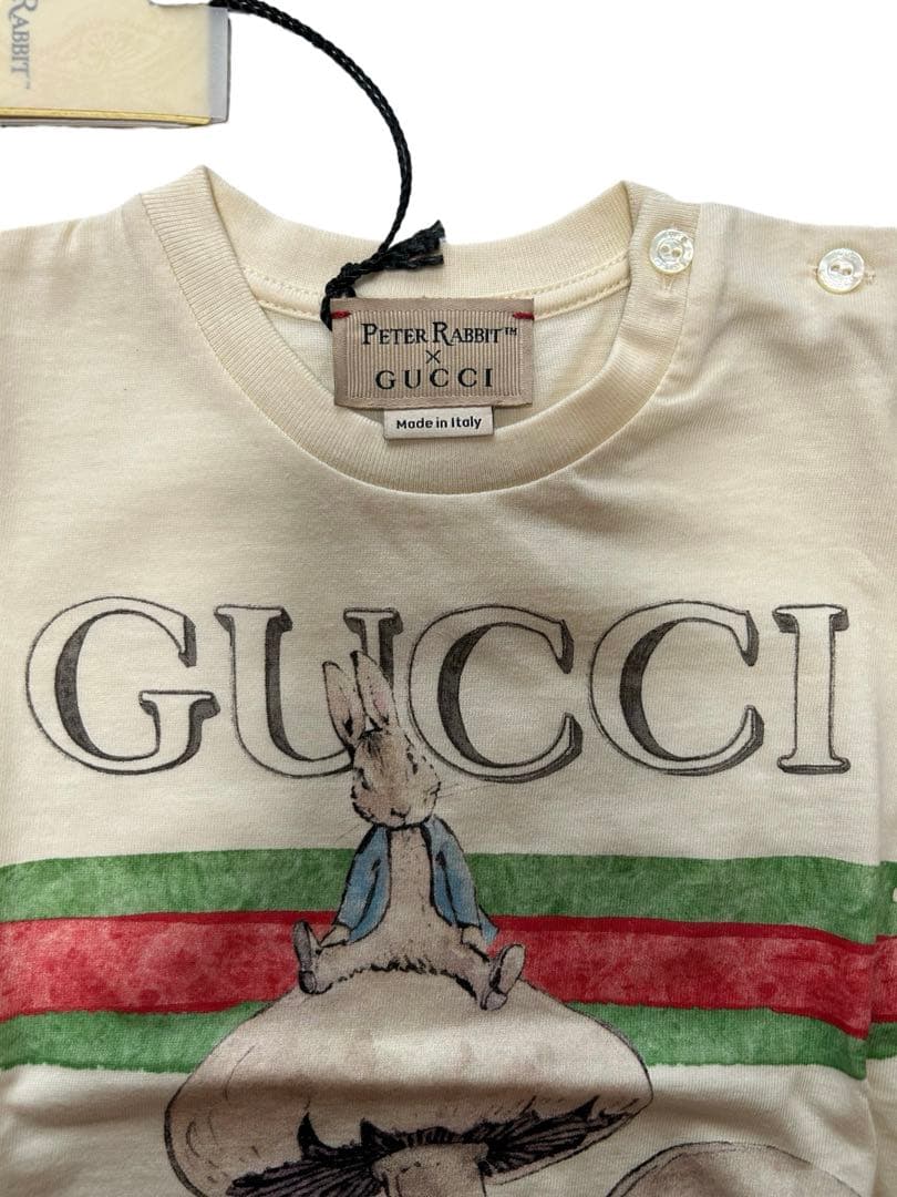 新品 GUCCI ピーターラビット キノコ コットンTシャツ ベビー 12/18