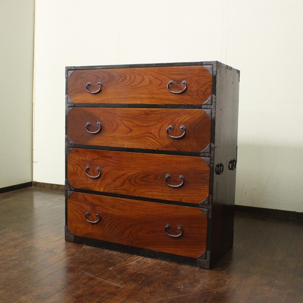 前欅 時代箪笥・引出し四杯！収納/和箪笥/和モダン古民具/和家具/ローチェスト