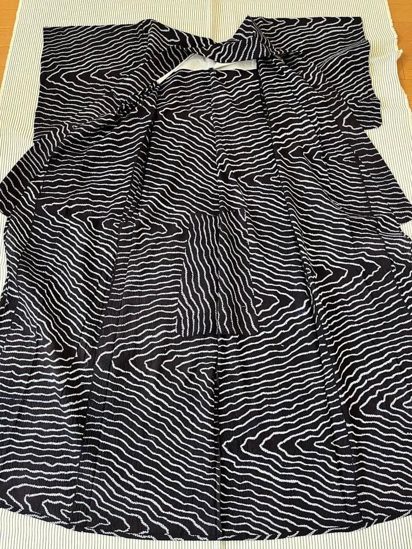 浴衣　有松絞り　つまみ縫い絞り　濃紺