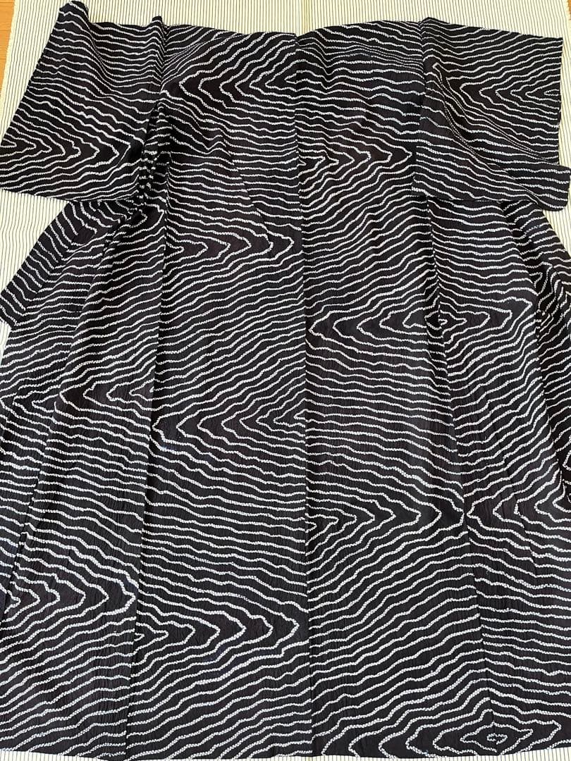 浴衣　有松絞り　つまみ縫い絞り　濃紺