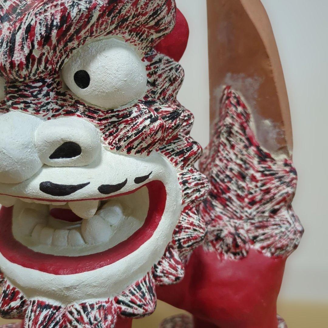 沖縄シーサー　特大高さ43センチ 　　　　　　　重量7.5キロ 　漆喰