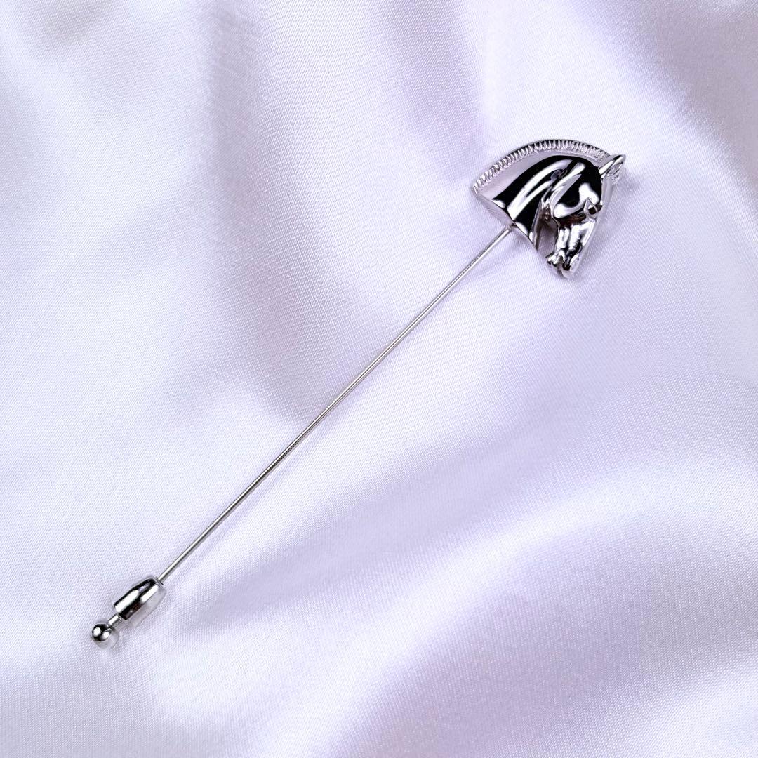 極美品✨️エルメス ホースヘッド ピンブローチ シルバー