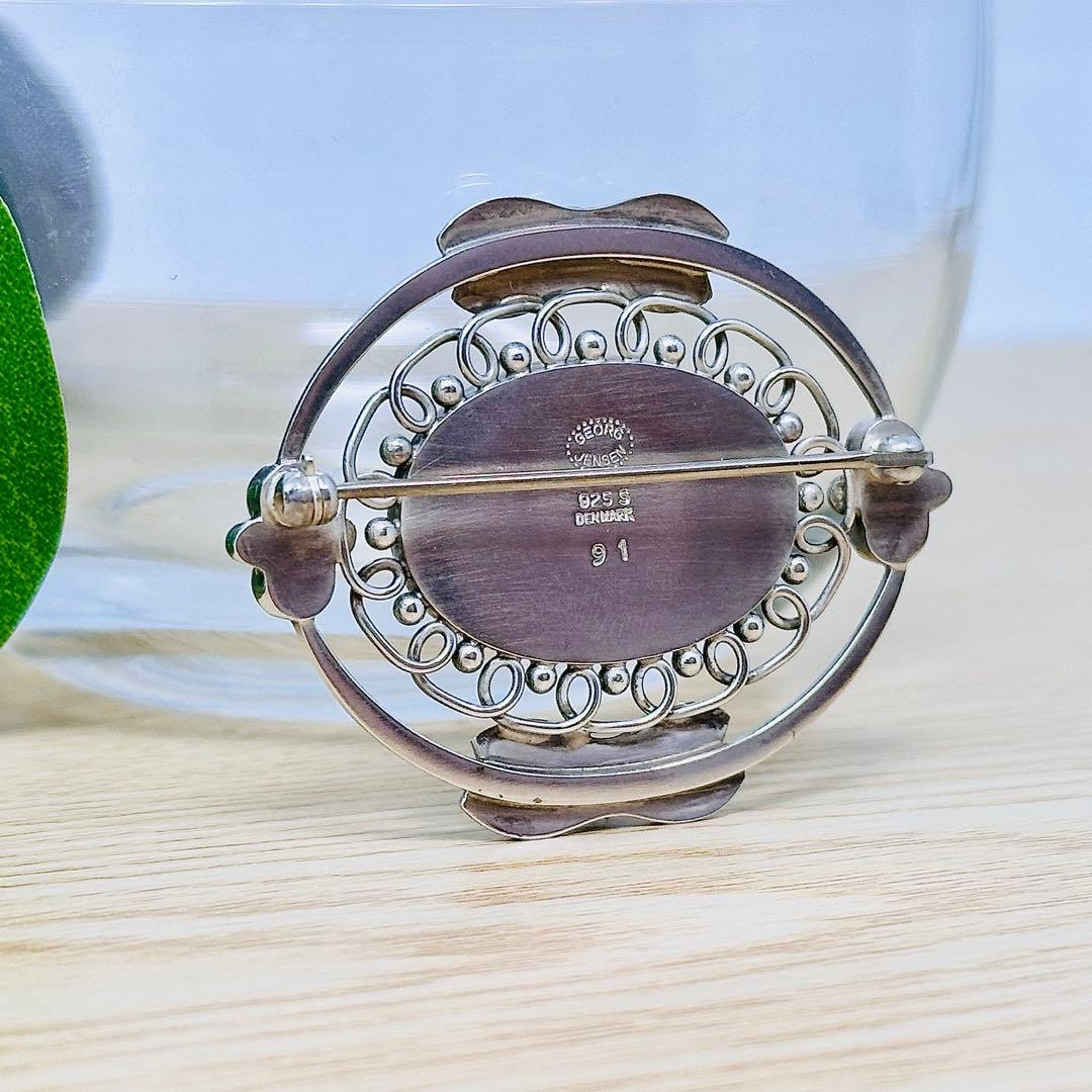   91 ヘマタイト　シルバー　ブローチ　925S