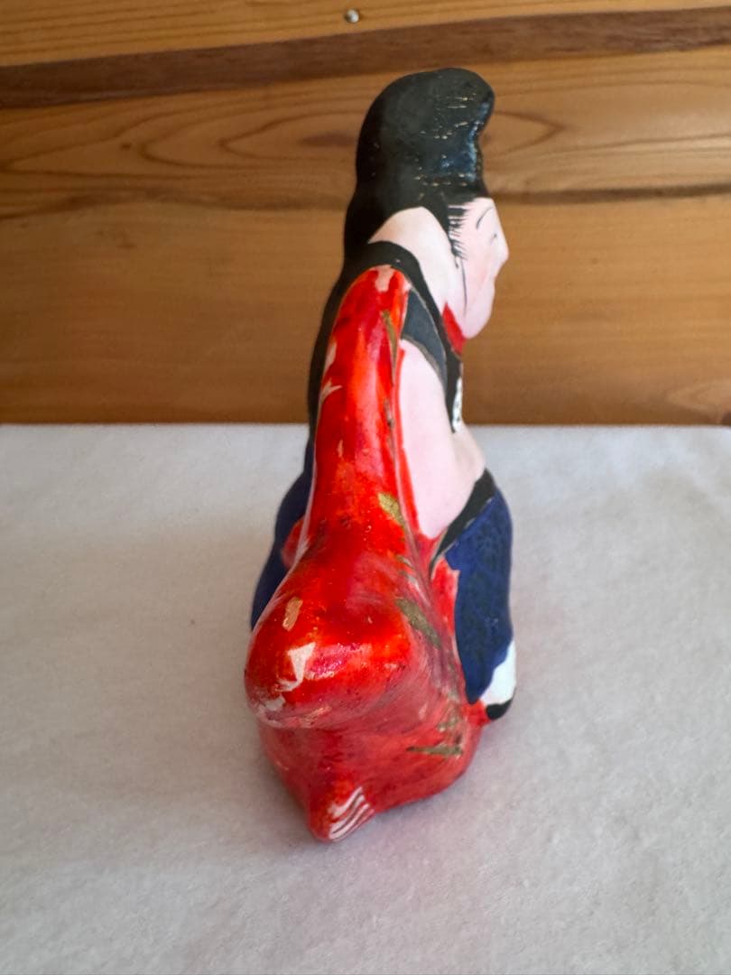 希少 中野土人形 奈良久雄 『鯛乗り恵比寿』郷土玩具 民藝 長野県