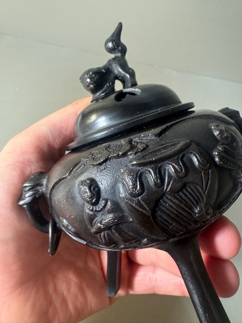 2405 銅製　三足　獅子　香炉