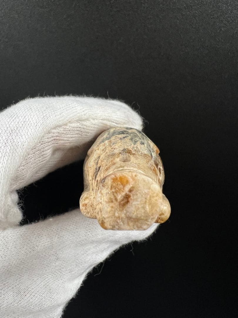 中国時代石握猪 古玉猪握 共箱 骨董 玉製品 中国古美術 重133g