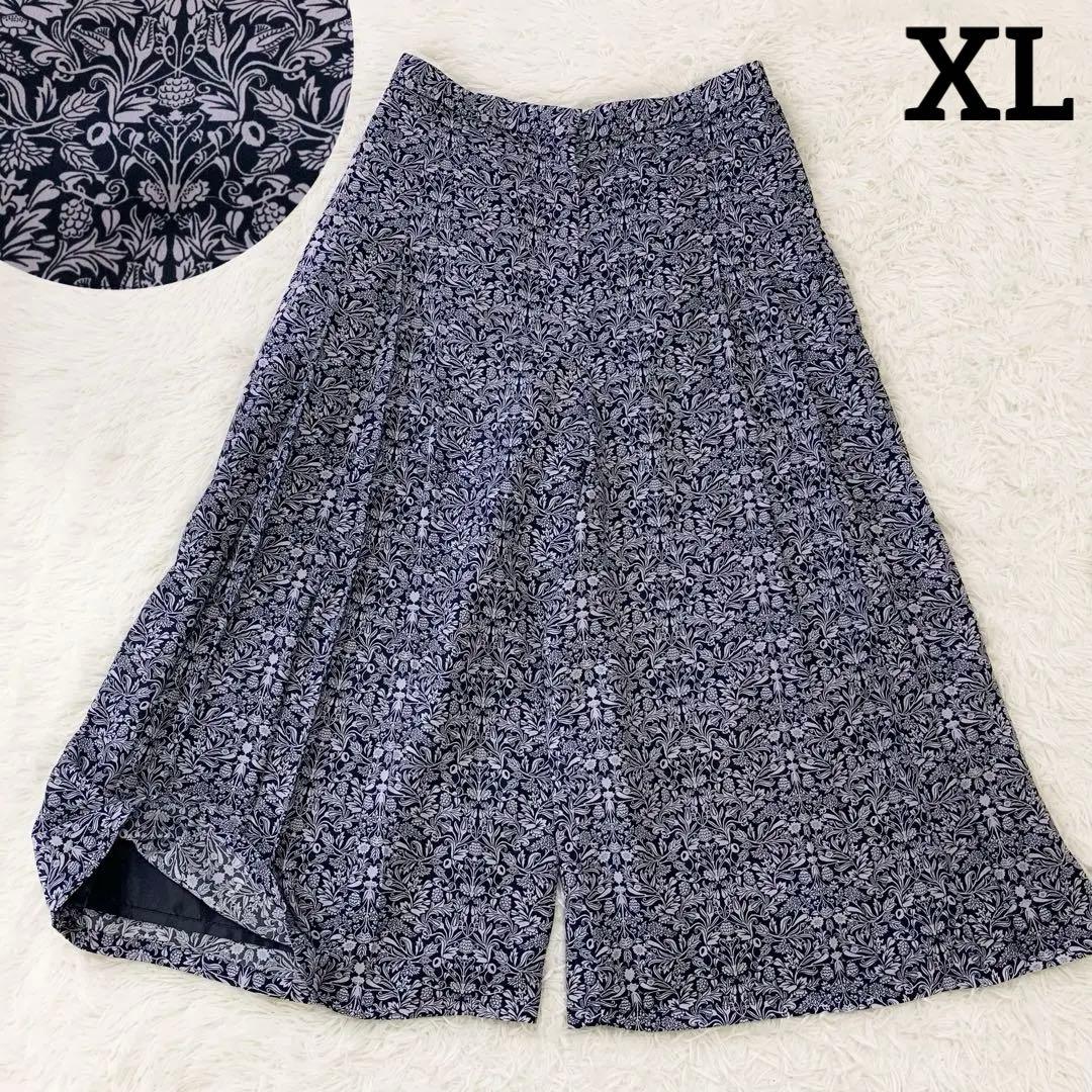 【大きいサイズ】 レリアン タック ガウチョ パンツ ワイド 13 花 フラワー