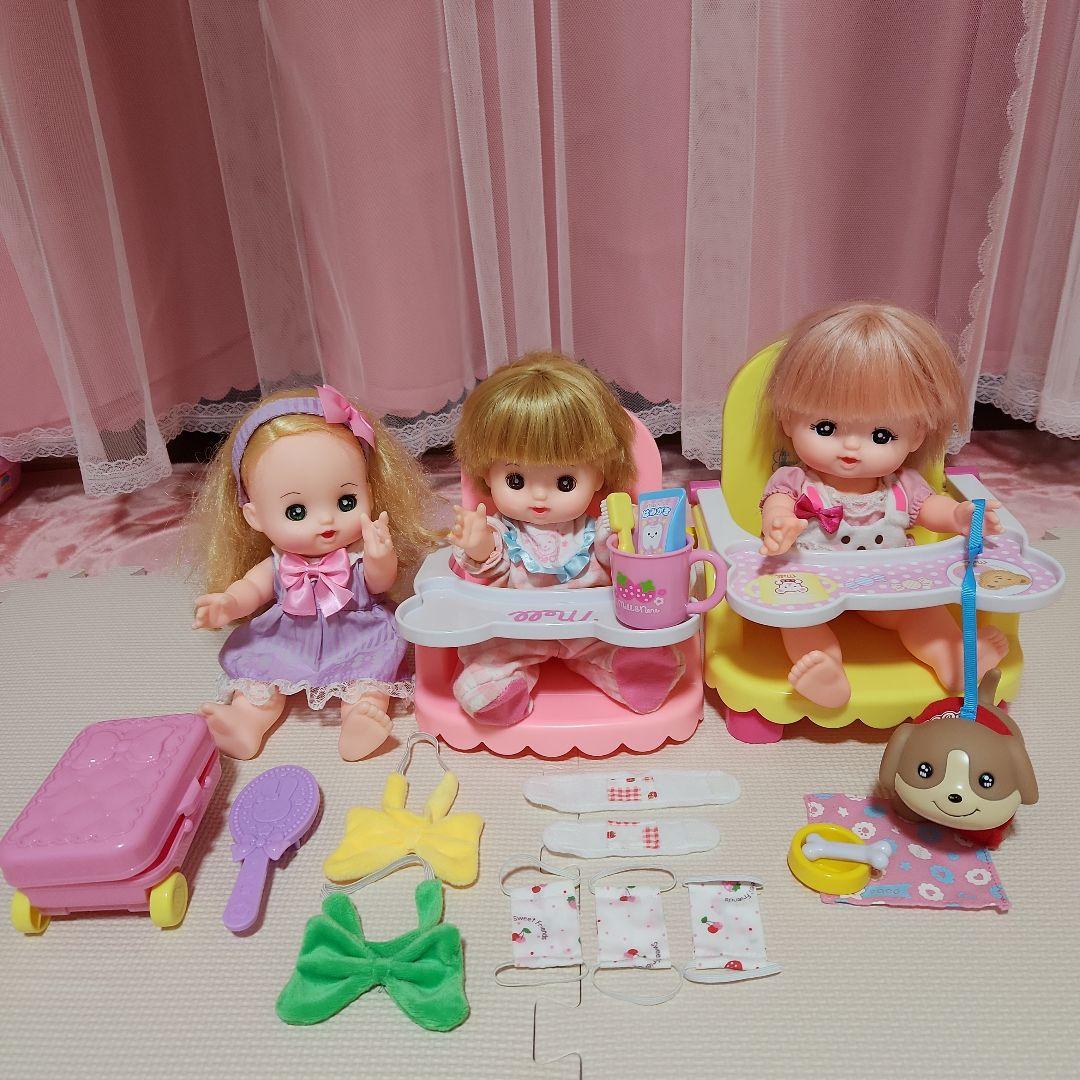 メルちゃん　人形　ベビーチェア　犬　マスク　ばんそうこう　　歯みがきセット