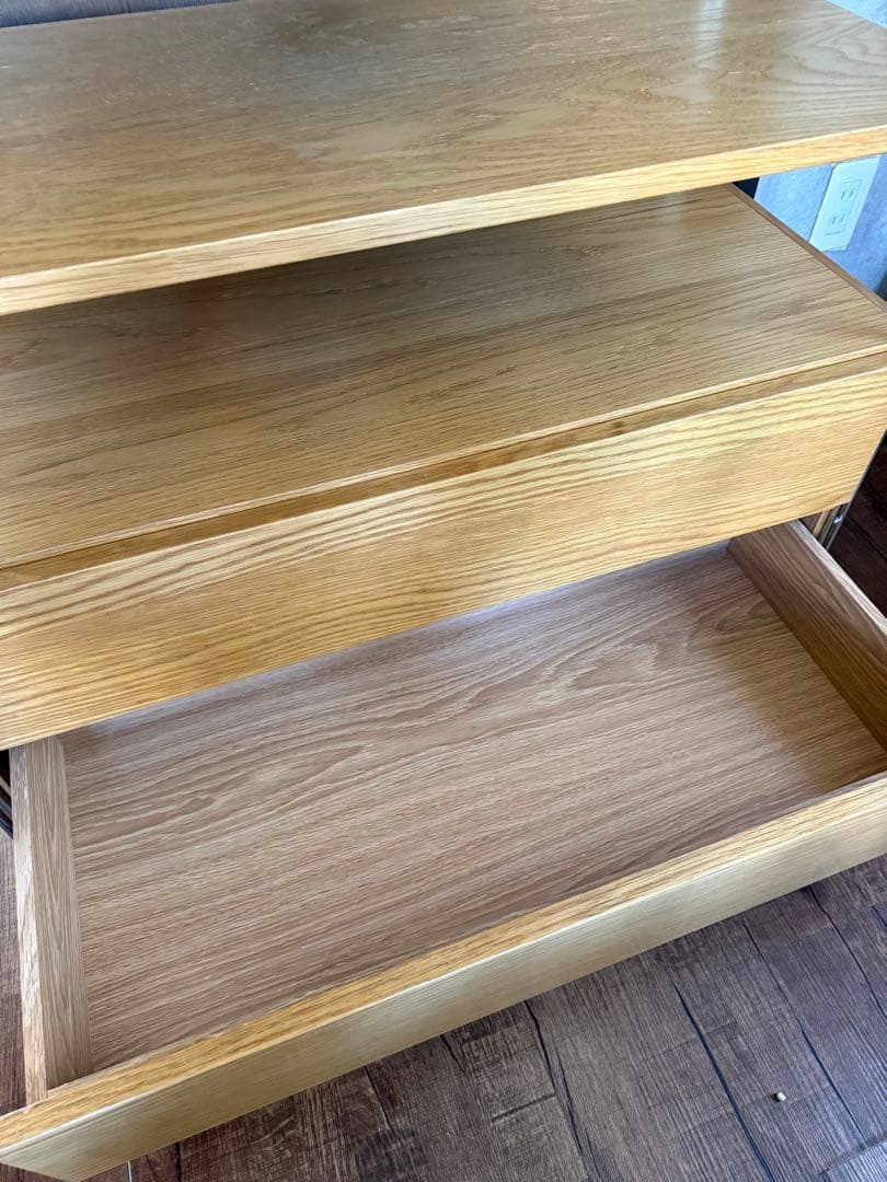 引き取り限定！！ 無印良品 ステンレス ユニットシェルフ 大 オーク材 ワイド