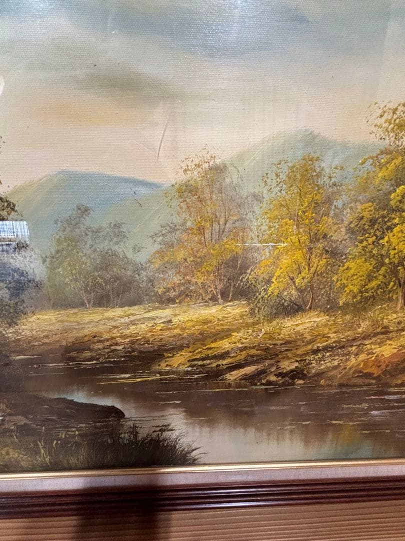 大作　油絵　『小川』　浅井忠？