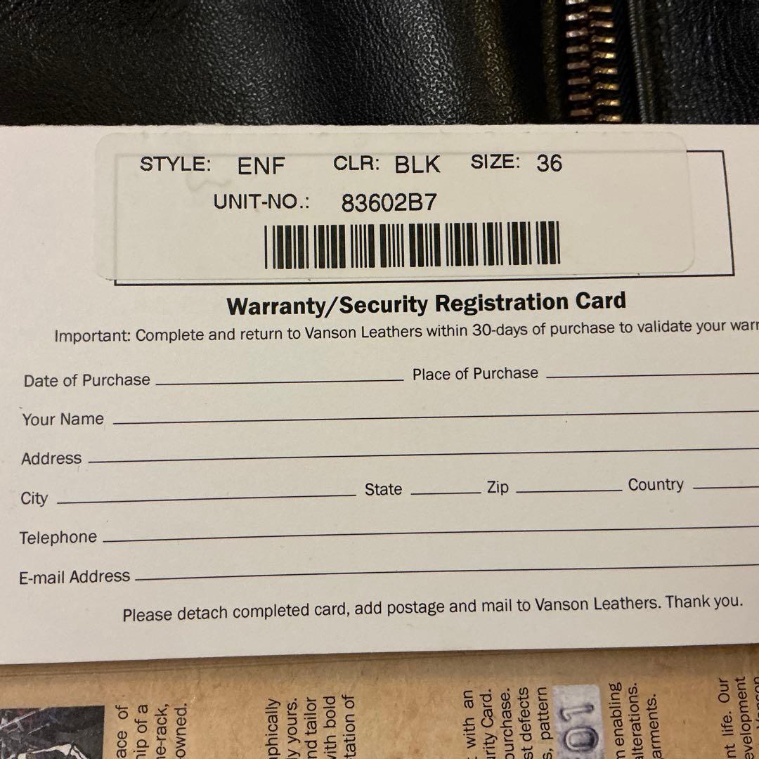 Vanson enfield サイズ36 試着のみ