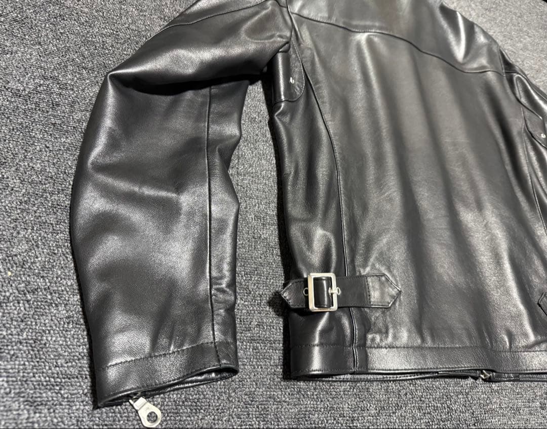 CINQUANTA チンクアンタ ナッパレザー 襟付 シングルライダース黒44