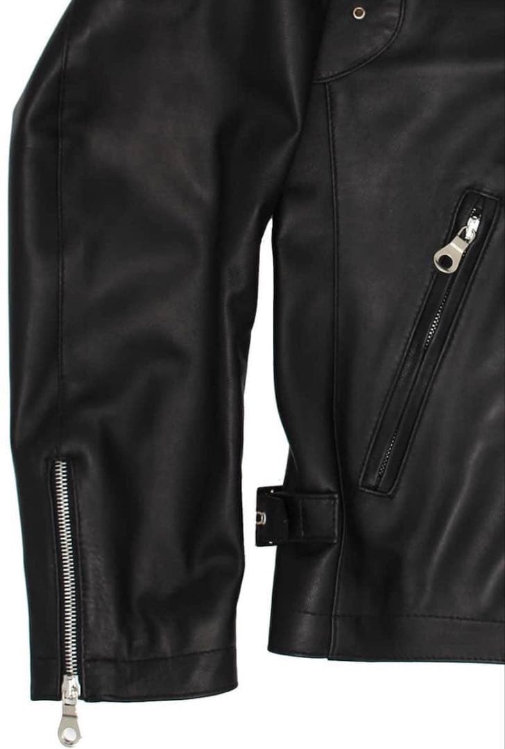 CINQUANTA チンクアンタ ナッパレザー 襟付 シングルライダース黒44