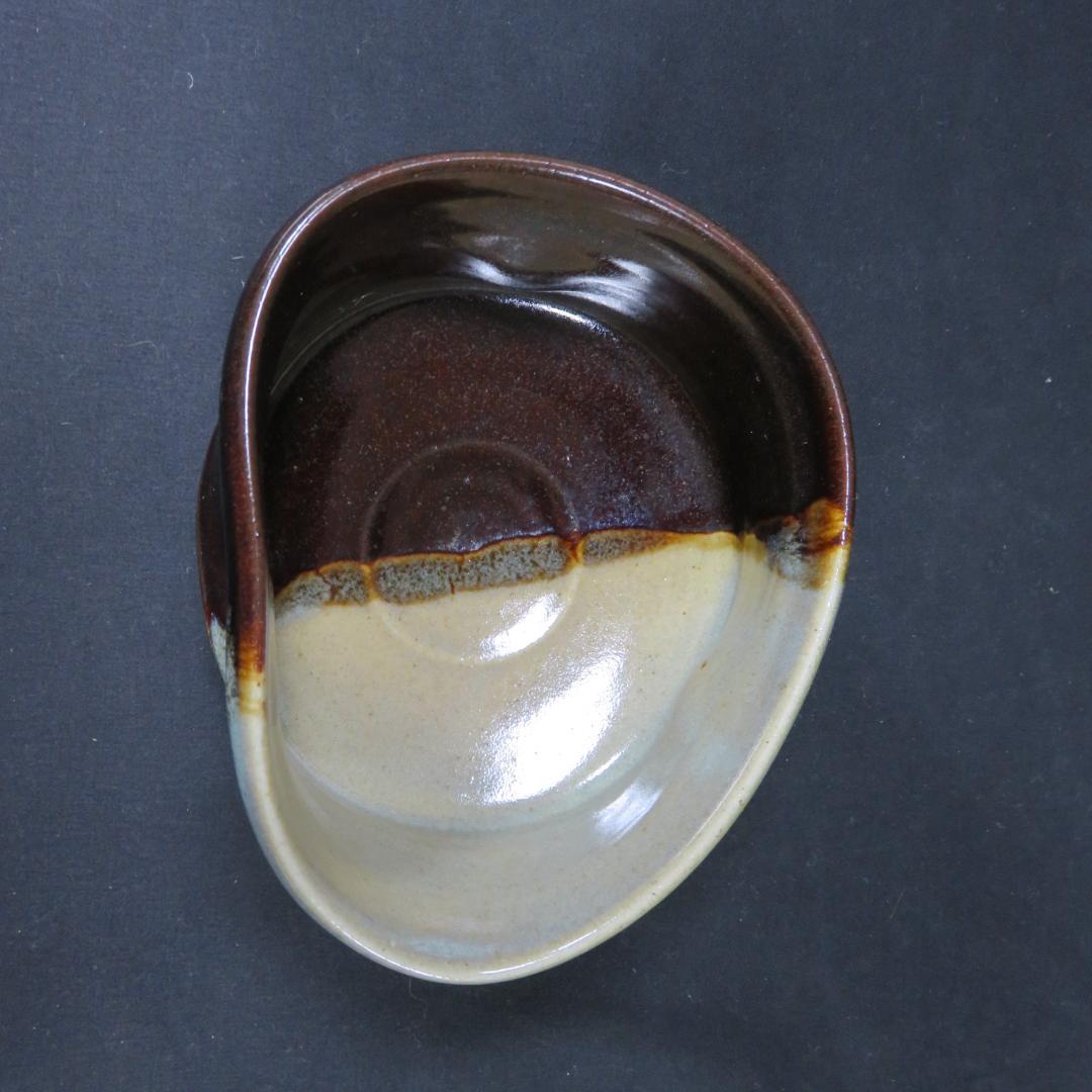 茶碗 膳所焼 沓形茶碗 変形 陽炎園 抹茶碗 茶器 茶道具 木箱 共箱