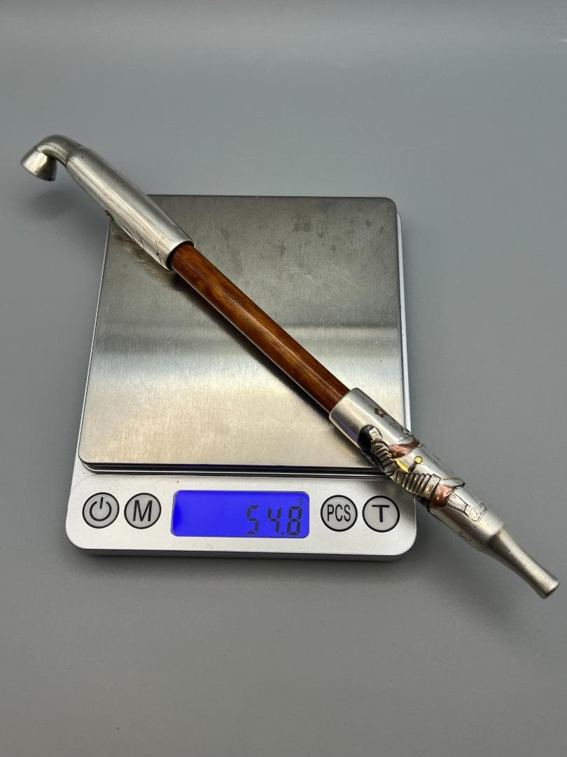 eee”即購入ok 銀煙管　武士梅図　金赤銅象嵌　キセル　銀細工　アンティ