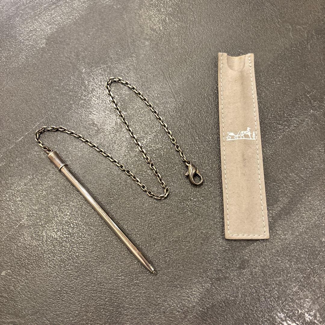 HERMES⭐︎シルバーシャープペン　チェーン付き ケース付き