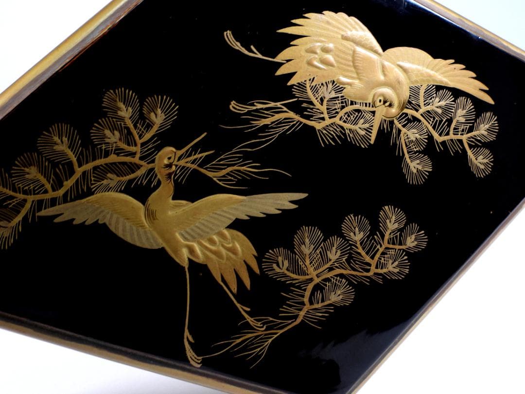 能登輪島塗 豪華金彩蒔絵 三重提箱 木製漆器 『坂井』 蒔絵飛鶴図