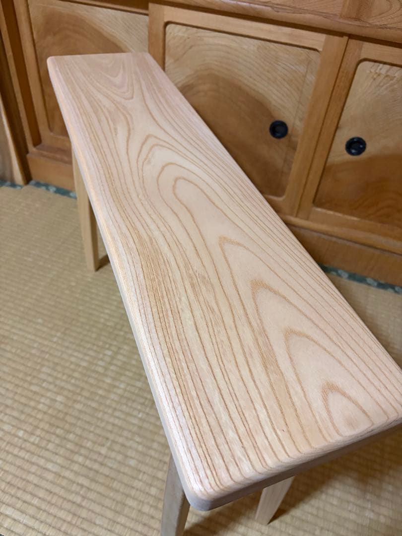 1336建具屋58年のおじいさんの手作り木製サイドテーブル、イス、スツール