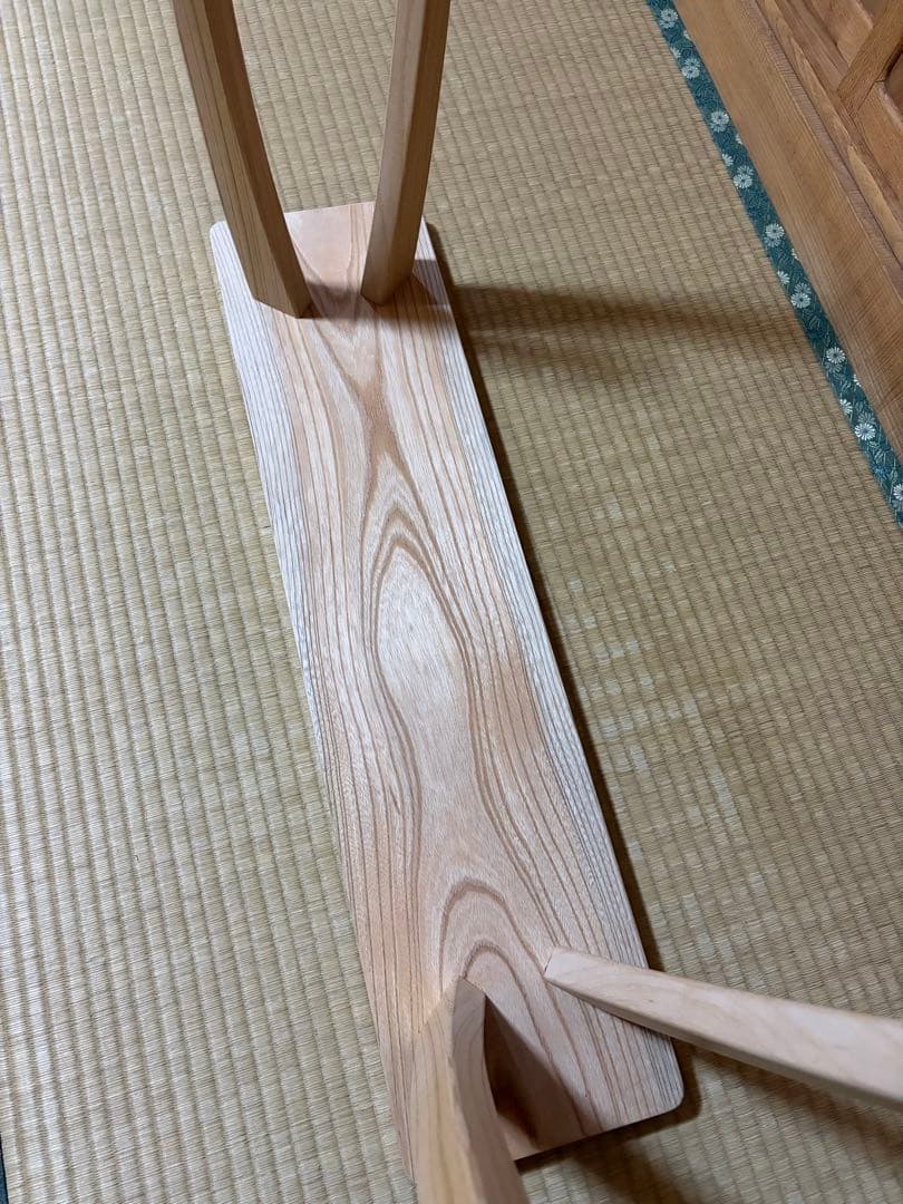 1336建具屋58年のおじいさんの手作り木製サイドテーブル、イス、スツール