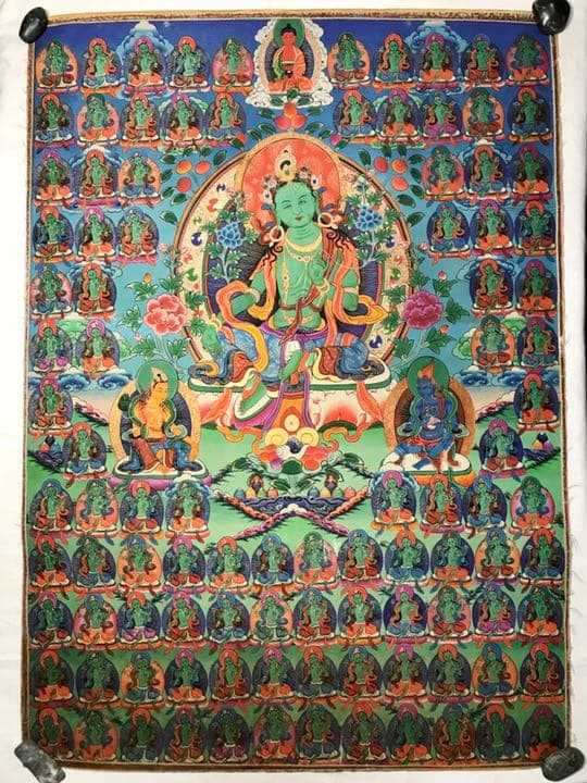 チベット密教曼陀羅画　グリーンターラ