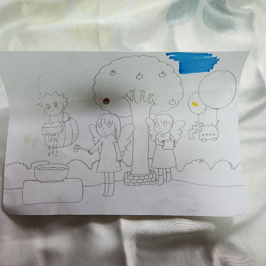 給水と水で風船「絵画」原画