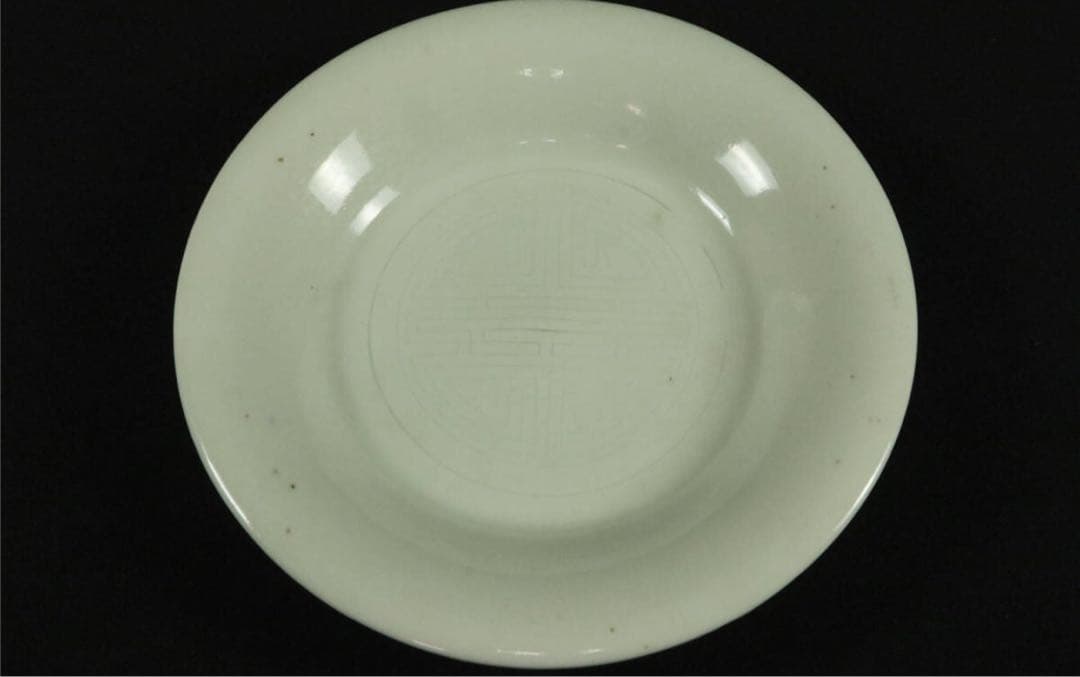 清代【白南京】中国古玩　江户時代　骨董 陶磁 白磁寿字紋　小皿　4客