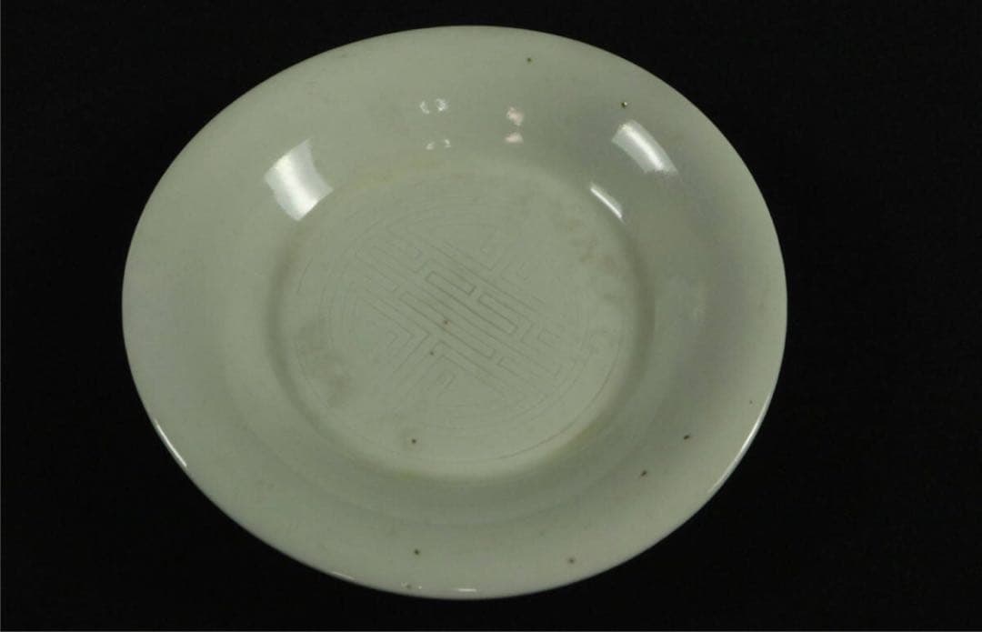 清代【白南京】中国古玩　江户時代　骨董 陶磁 白磁寿字紋　小皿　4客