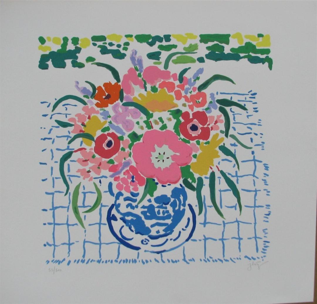 ジョン・ボッツ「花」シルクスクリーン,シートのみ,額なし,ラスト１