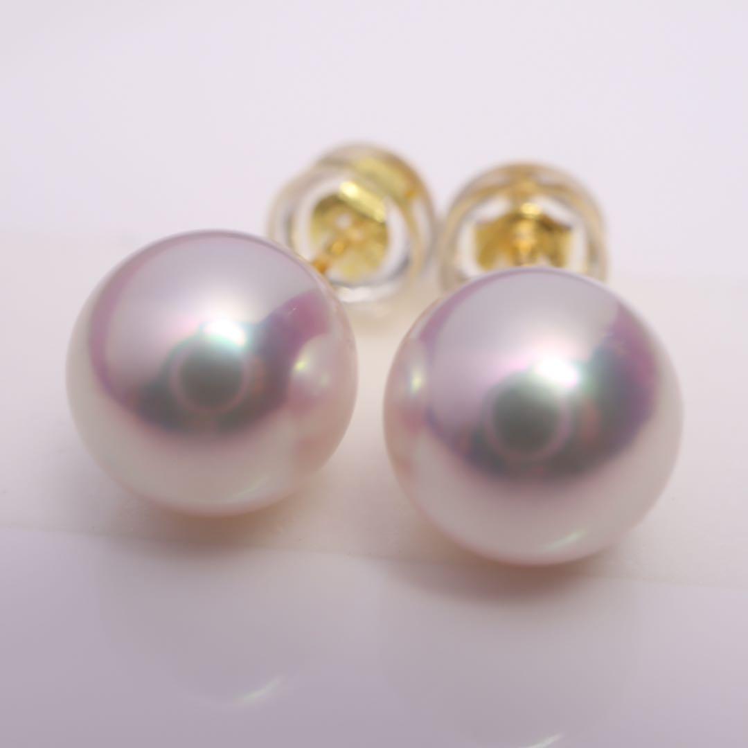 高グレード あこや真珠 ピアス アコヤパール ピアス ピンク系 オーロラ干渉02