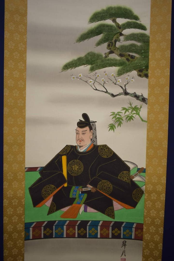 複製/昇月/松竹梅/天神図/工芸/布袋屋掛軸HI-748