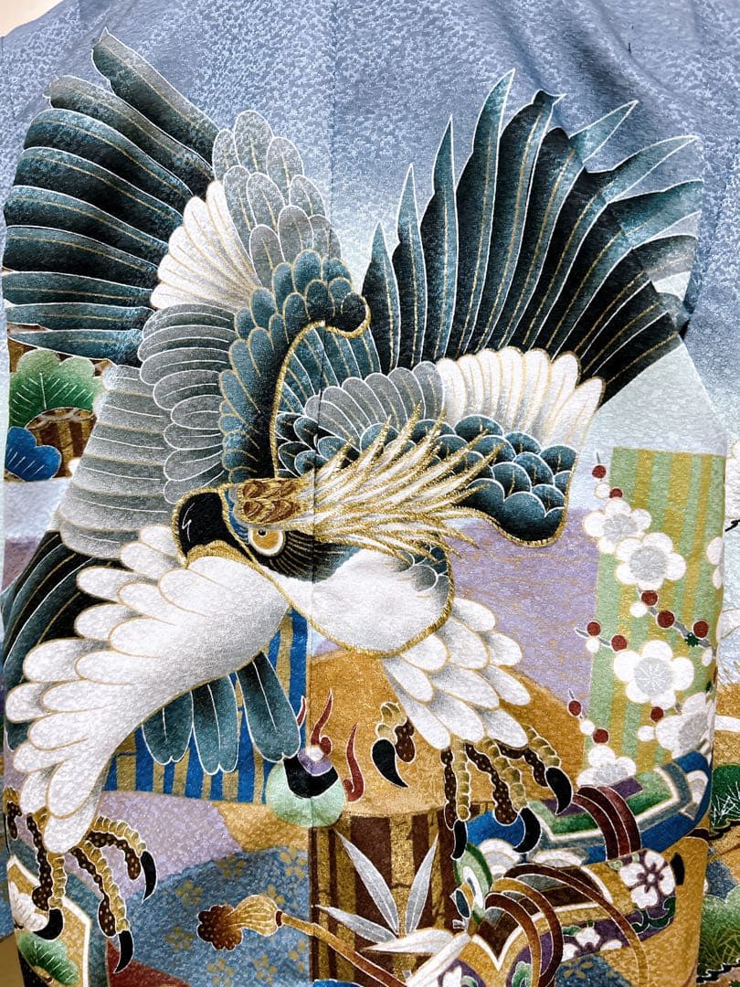 刺繍入り!!七五三　5歳　男の子　フルセット　一式　グレー　ゴールド　鷹