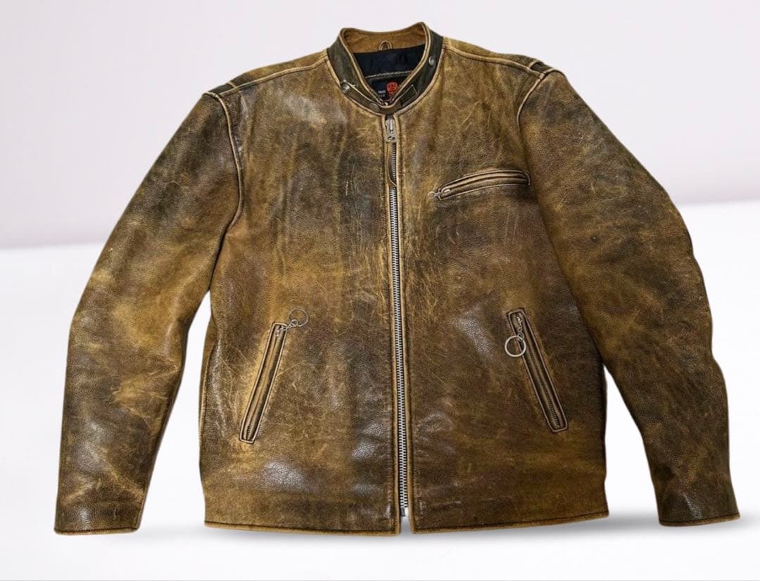 R.B.C 本革シングルライダース ブラウン XXL ヴィンテージ加工 美品