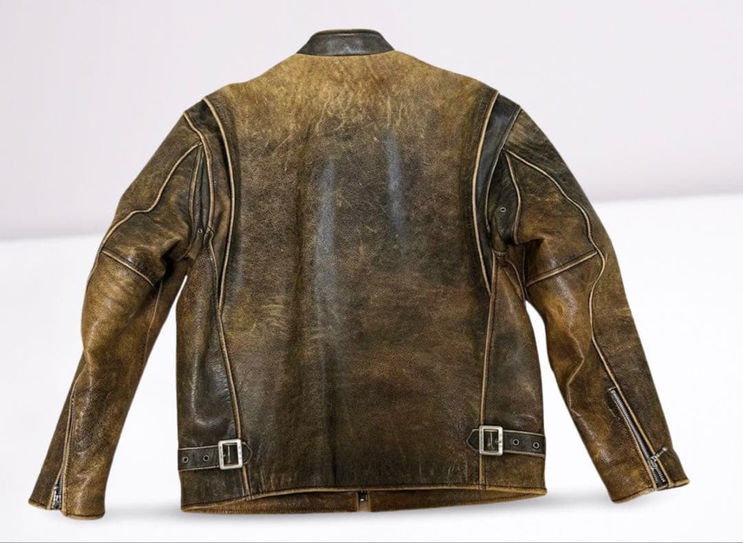 R.B.C 本革シングルライダース ブラウン XXL ヴィンテージ加工 美品