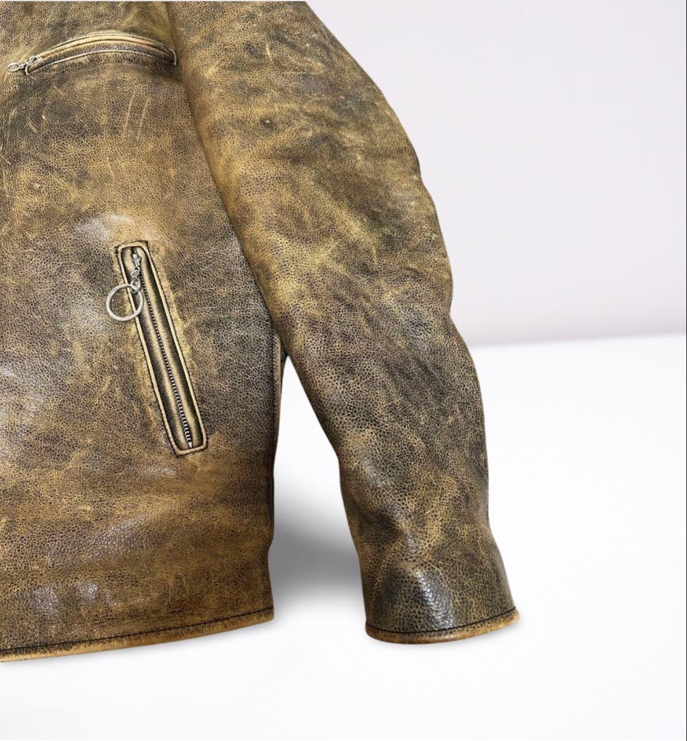 R.B.C 本革シングルライダース ブラウン XXL ヴィンテージ加工 美品