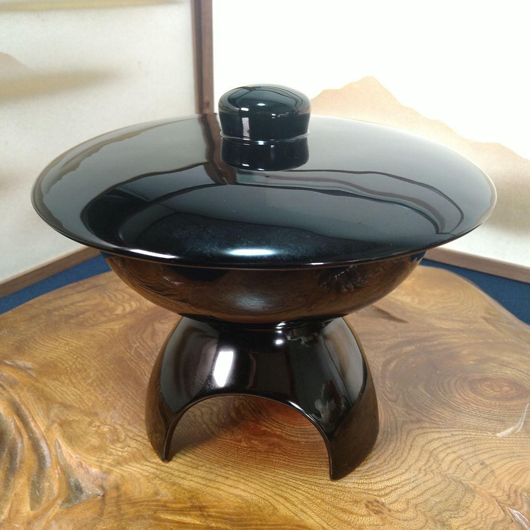 夢子AC80 輪島塗 菓子器 灯籠型菓子器 蓋付 三脚 木製漆 高脚 木箱