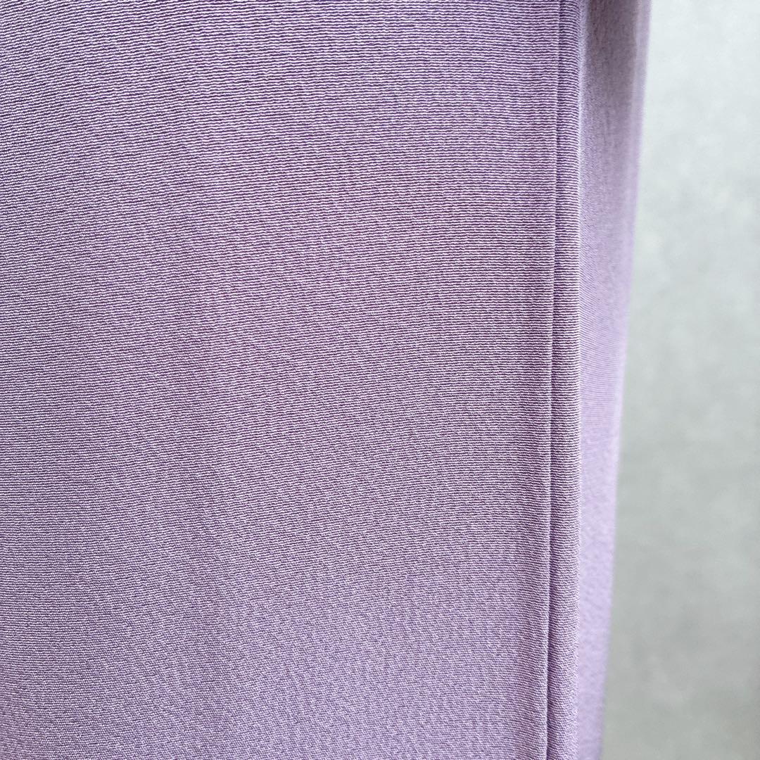 色無地　フルセット　着物　正絹　辻ヶ花の帯　しつけ糸つき　ロング丈　紫　J9