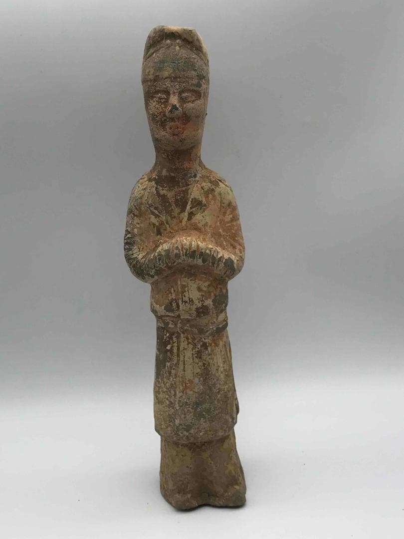 唐時代　加彩　武士陶俑　彩絵陶俑　極上品　旧家旧蔵　唐物　時代物(D-66