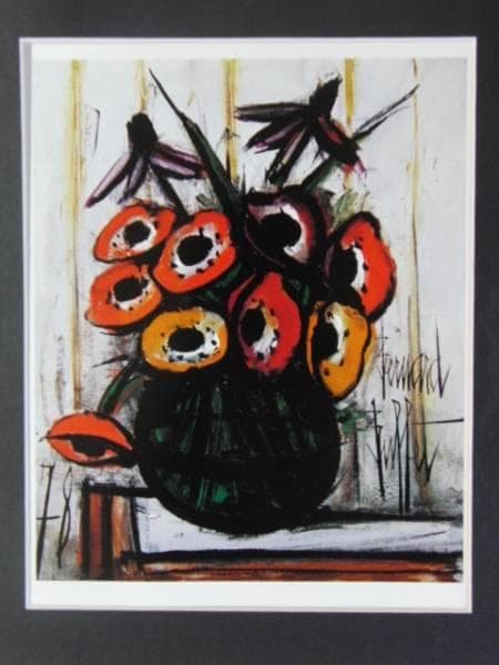 ビュフェ、アネモネ、高級希少画集画、版上サイン入 新品額付