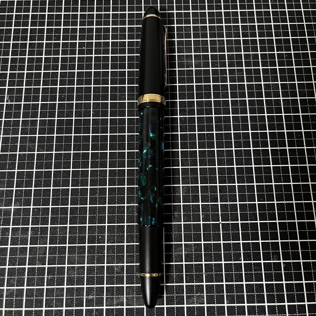 セーラー 万年筆 プロフィット21 梨地 ロング モザイク グリーン 長刀研ぎ