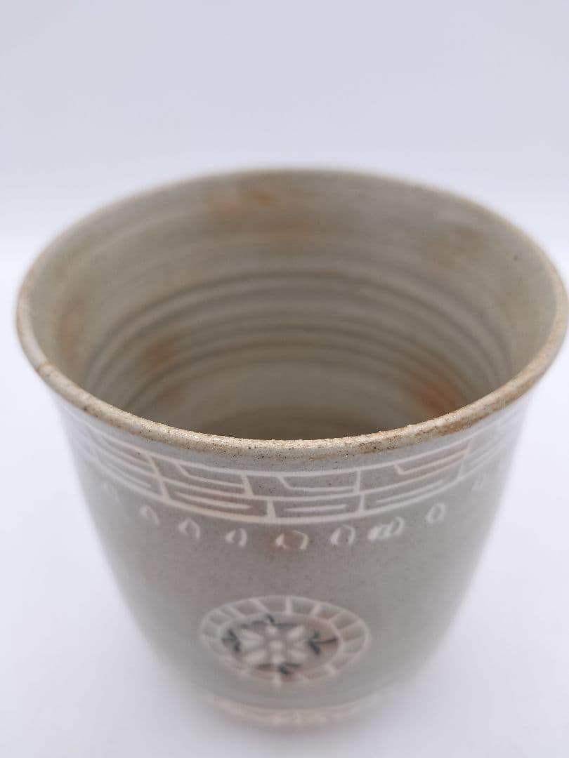 c426 筒茶碗 狂言袴 韓国廣州窯 朴富 木箱 茶道具 古物