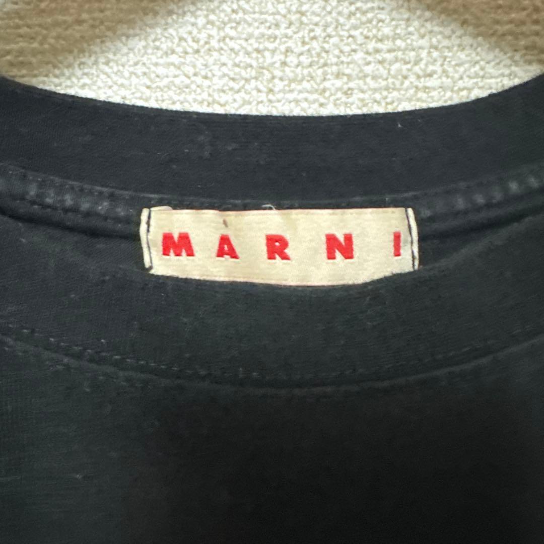 off　 MARNI ブラック ロゴプリント Tシャツ 長袖